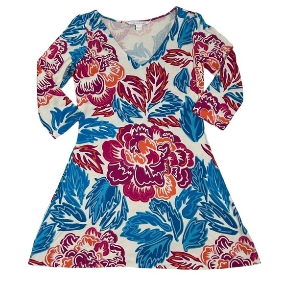 Diane Von Furstenberg Kaden Floral Pink Blue White Silk Jersey Dress - Picture 4 of 15